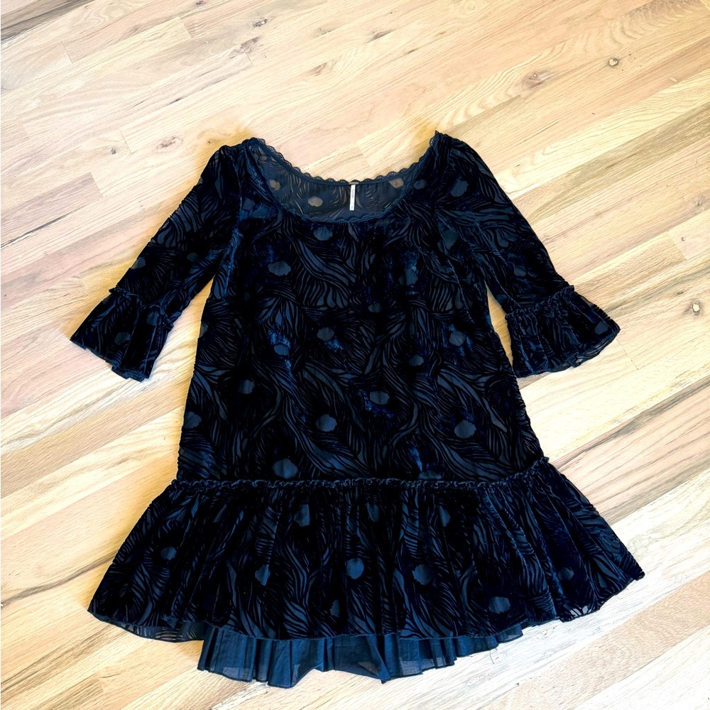 Free People Black Velvet Dress